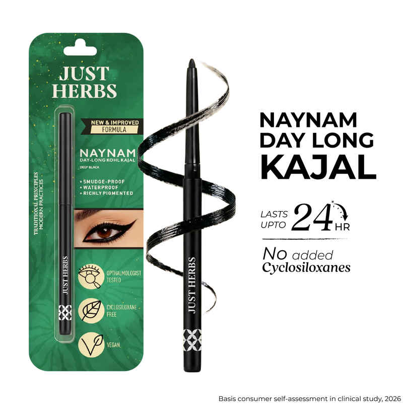Just Herbs Naynam Day Long Kohl Kajal Smudge-Proof Sweet Almond Oil & Vitamin E (Deep Black) Just Herbs Naynam Day Long Kohl Kajal Smudge-Proof Sweet Almond Oil & Vitamin E (Deep Black)