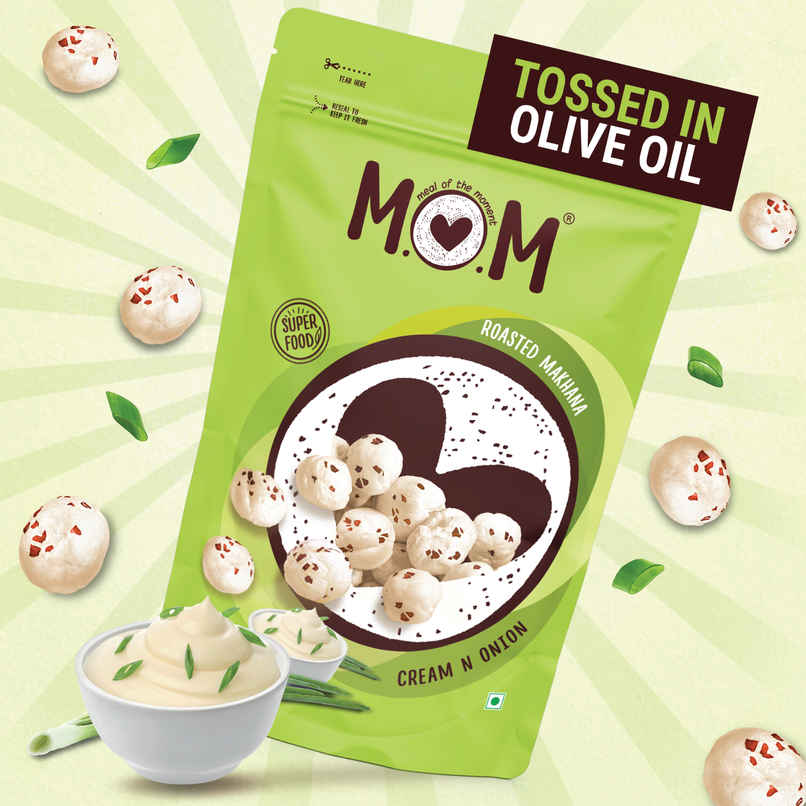MOM - Cream N Onion Roasted Makhana| Source of Protein | No Palm Oil MOM - Cream N Onion Roasted Makhana| Source of Protein | No Palm Oil