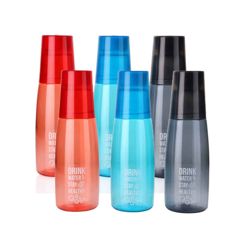 2Mech Plastic Fridge Water Bottle with Plastic Glass | Multicolour | 1 L