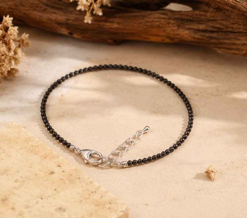 Black Tourmaline Crystal Anklet | ServDharm Black Tourmaline Crystal Anklet | ServDharm