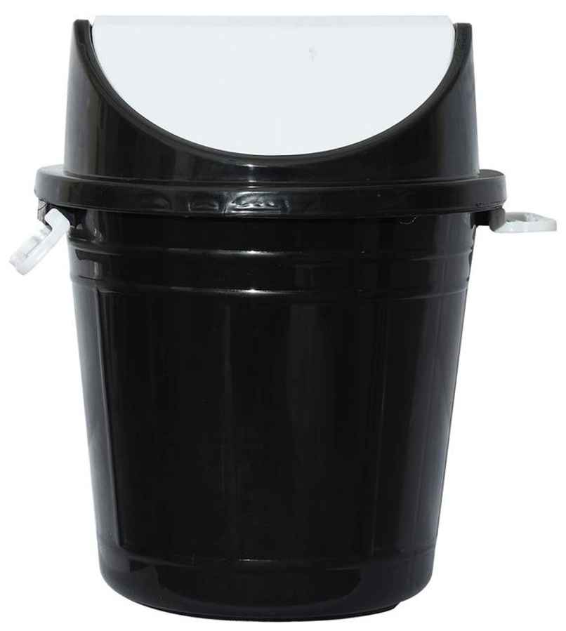 Kuber Industries 30 Litres Plastic Large Swing Lid Garbage Waste Dustbin for Home | Office (Black)