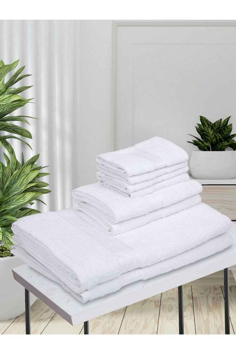 Kopa Quick Dry Pure Cotton Soft Terry Towel 2Pc Bath, 2Pc Hand, 4Pc FaceD'Ross | Pack of 8 | White