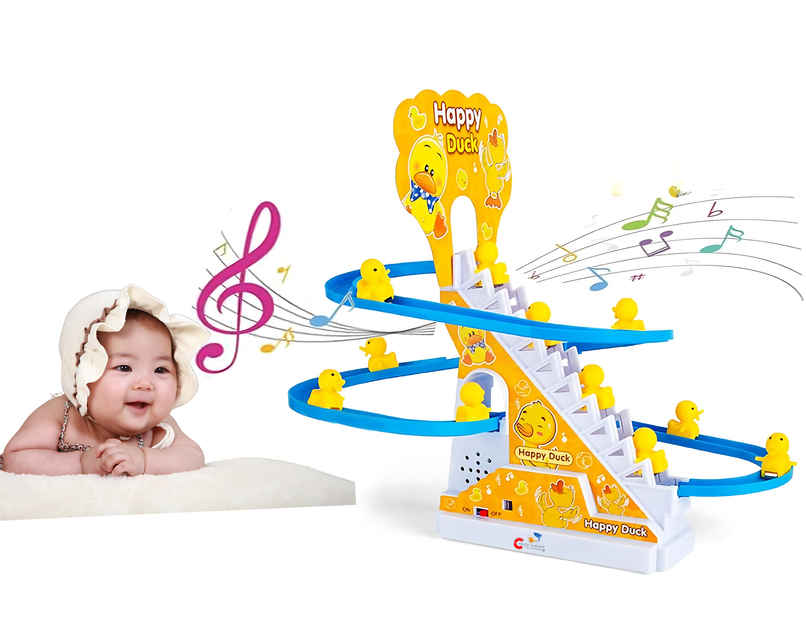 Chigy Wooh Duck Slide Toy Set for Kids | Stair-Climbing Ducklings Race Track