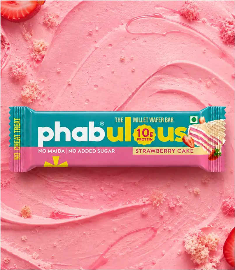 Phab Strawberry Cake Millet Wafer Bar I 10g Protein Wafer Phab Strawberry Cake Millet Wafer Bar I 10g Protein Wafer