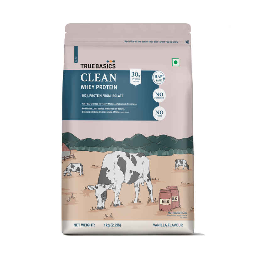 TRUE BASICS Clean Whey Protein Isolate Powder | Vanilla