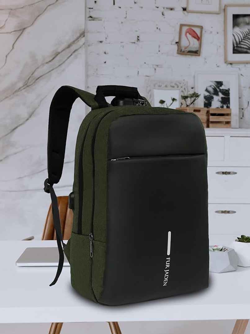 Fur Jaden 22 L Green Anti-Theft Backpack with USB Port and Number Lock | Padded Laptop Compartment Fur Jaden 22 L Green Anti-Theft Backpack with USB Port and Number Lock | Padded Laptop Compartment