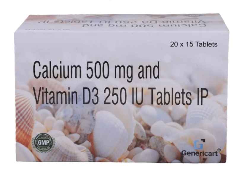 Genericart Calcium 500mg + Vitamin D3 250IU Tablet Genericart Calcium 500mg + Vitamin D3 250IU Tablet