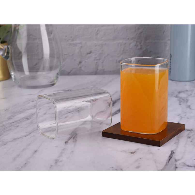 Sanjeev Kapoor Amsterdam High Borosilicate Square Glass 280 ml - Set Of 6 pcs