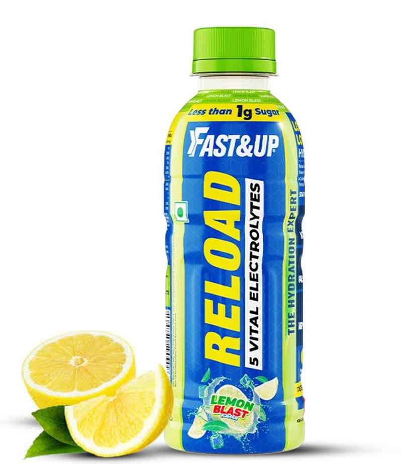 Fast&Up Reload Lemon Low Sugar Energy Drink l Instant Electrolytes | Healthy & Refreshing Drink