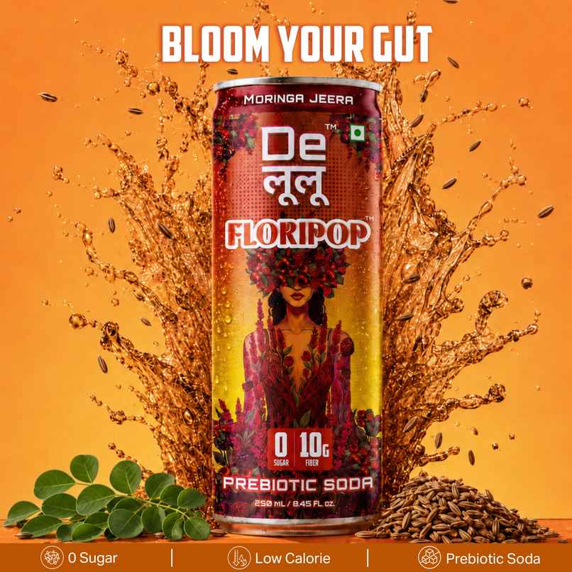 Delulu Floripop Moringa Jeera Prebiotic Soda | Zero Sugar