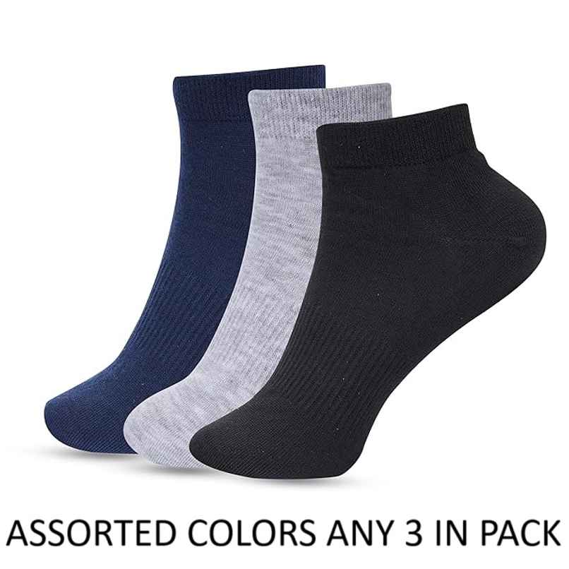 Luxrio Men's Solid Ankle Length Cotton Socks | SCK-4-3-PK-ANKL |Assorted Designs - Free Size Luxrio Men's Solid Ankle Length Cotton Socks | SCK-4-3-PK-ANKL |Assorted Designs - Free Size