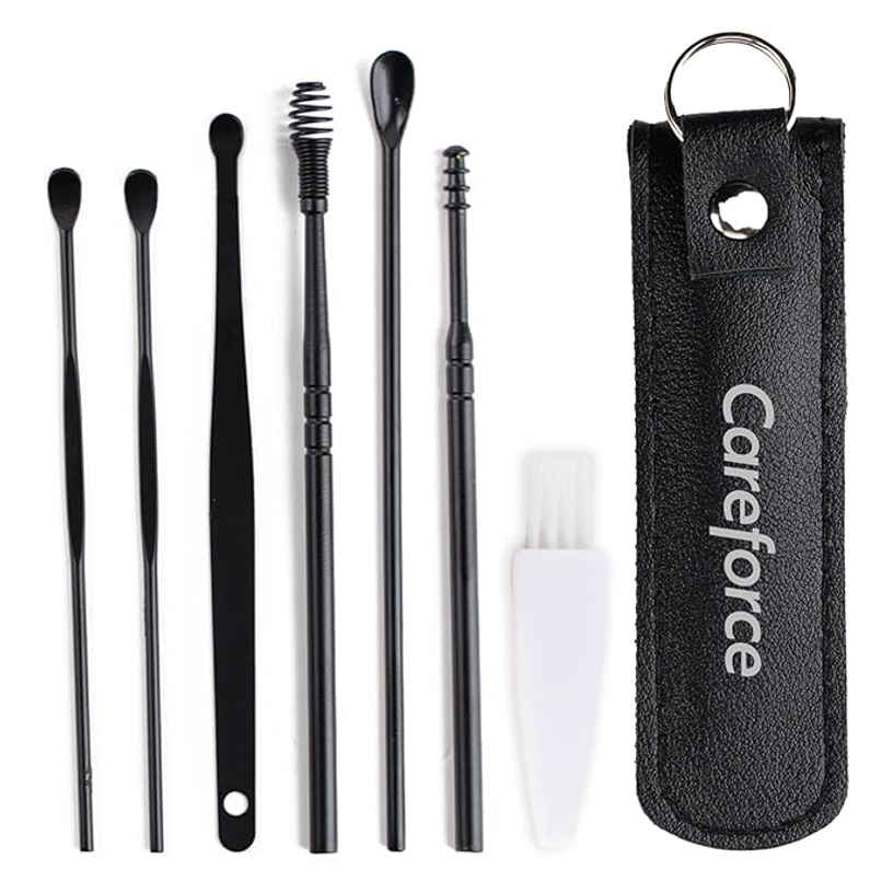 Careforce Reusable Ear Wax Cleaner Tool Kit with Storage | 6-Piece Silver Set