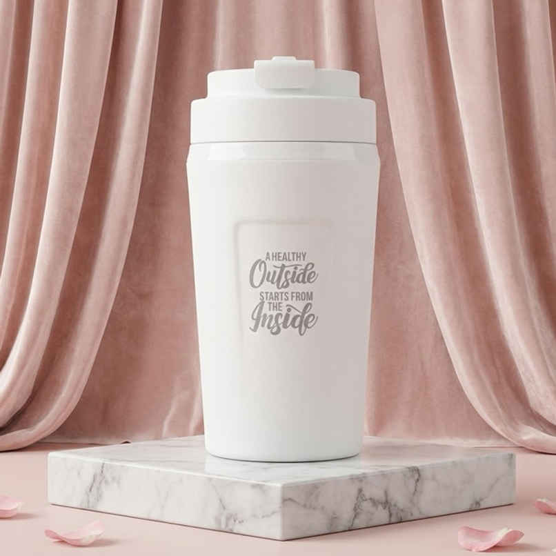 Jaypee ZIPSIP PU Insulated Stainless Steel Coffee Tumbler | Hot & Cold | White | 385 ml