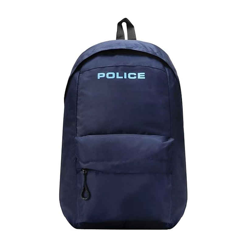 Police Unisex Brand Logo Nylon 15.6 L Laptop Backpack | Navy - 15.6 Inches