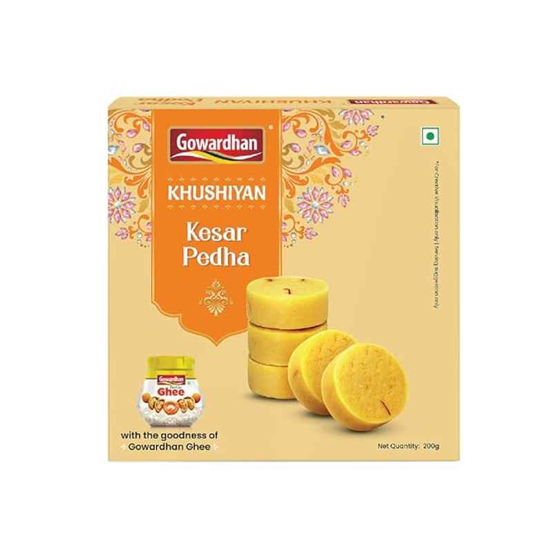 Gowardhan Khushiyan Kesar Pedha | Made from Pure Cow Ghee Gowardhan Khushiyan Kesar Pedha | Made from Pure Cow Ghee