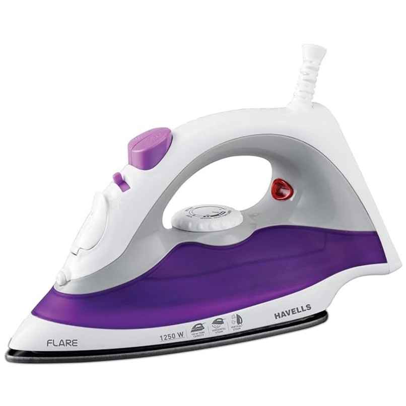 Havells Flare Steam Iron With Teflon Coated Sole Plate 1250 W (Purple) Havells Flare Steam Iron With Teflon Coated Sole Plate 1250 W (Purple)