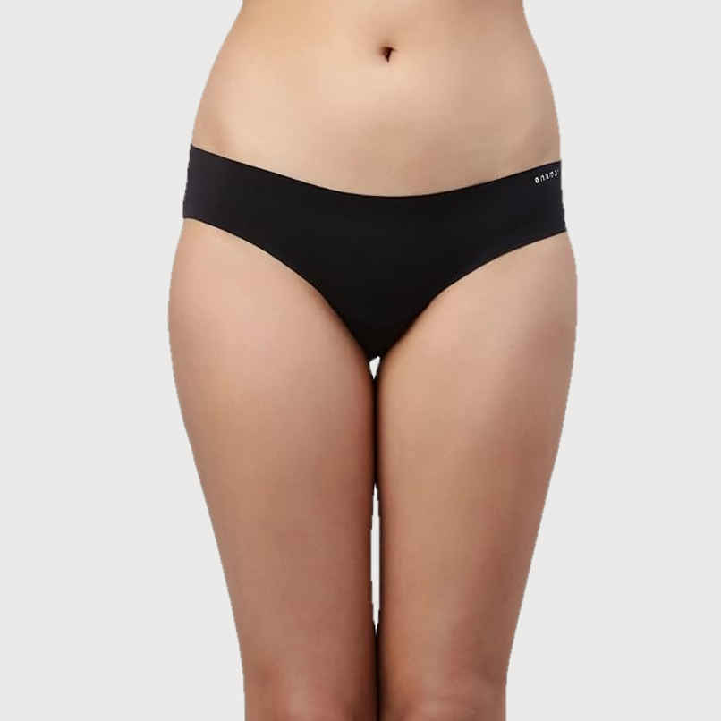 Enamor Women's PB40 100% Cotton Crotch Bikini Panty|Low Waist | Jet Black-M