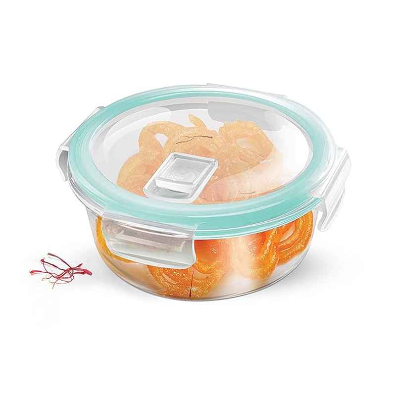 Treo By Milton Hi Borosilicate Clip Fresh Round Container, 400 ml, 1 Piece Treo By Milton Hi Borosilicate Clip Fresh Round Container, 400 ml, 1 Piece
