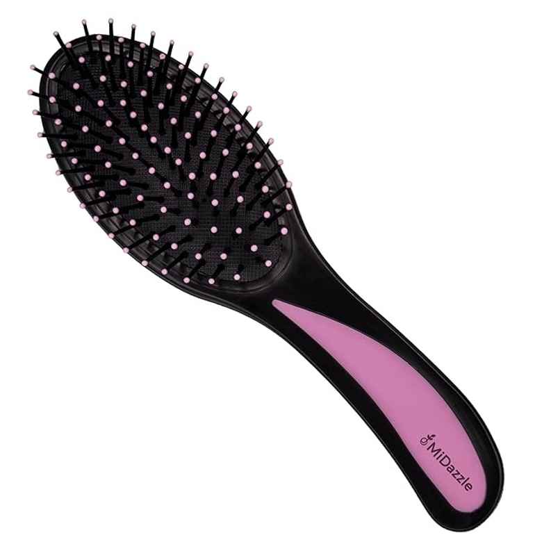 Midazzle Premium Compact Black And Pink Hair Brush |MIHB0021