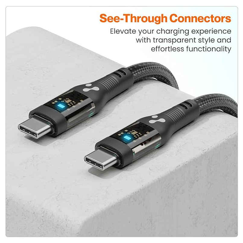 Ambrane Type C To Type C Cable With 3A Fast Charging, 1.2M For Smartphones, Laptops (Abcc-12T)