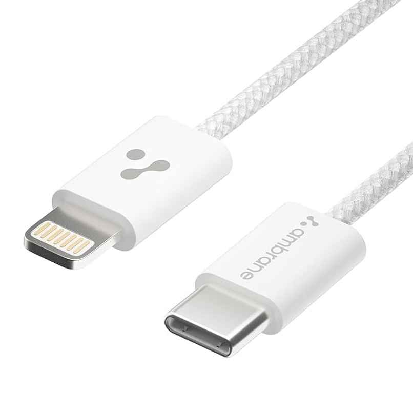 Ambrane Type-C To Lightning Cable, 22.5W Fast Charging Cable (Abtl-Q12, White)