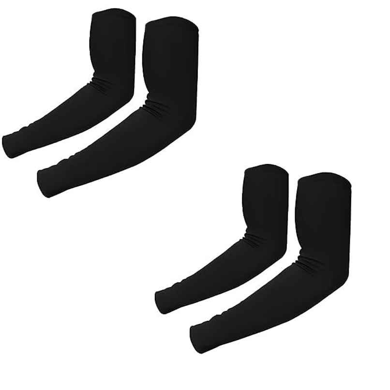 AUTOGUYS De Fit 240 GSM Unisex Arm Sleeves | UV Protection Compression | Black | Pack of 2