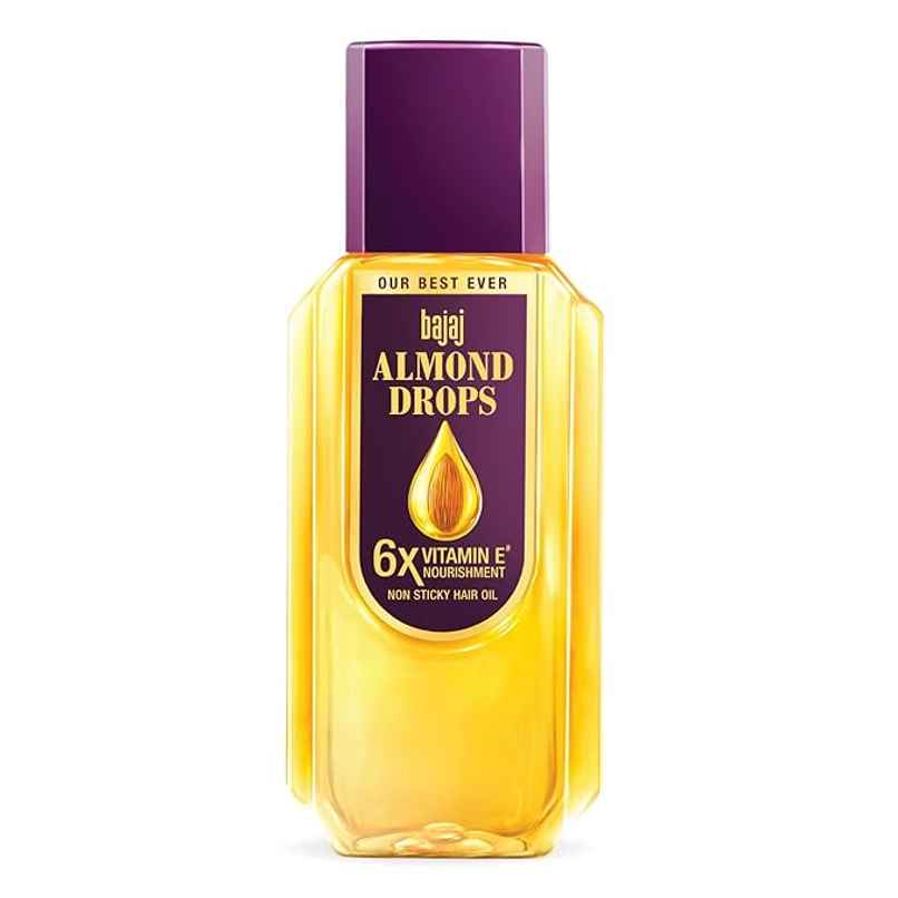Bajaj Almond Drops Hair Oil | 6X Vitamin E & Almond Oil | Light & Non-Sticky | Hair Fall Control Bajaj Almond Drops Hair Oil | 6X Vitamin E & Almond Oil | Light & Non-Sticky | Hair Fall Control