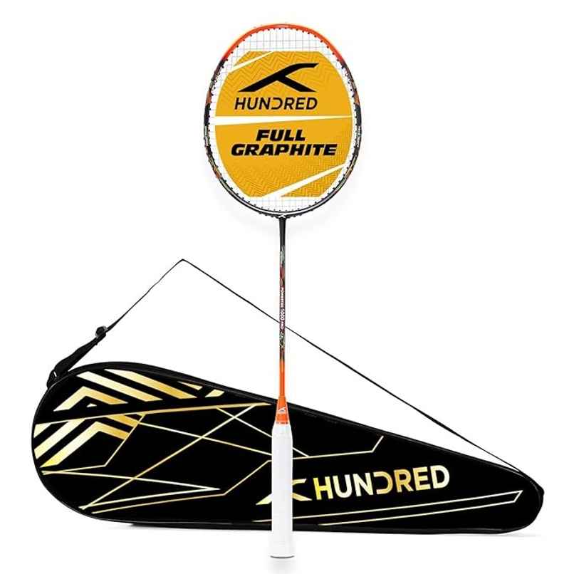 Hundred Powertek 1000 Pro Strung Aluminium & Graphite Badminton Racket With Full Cover