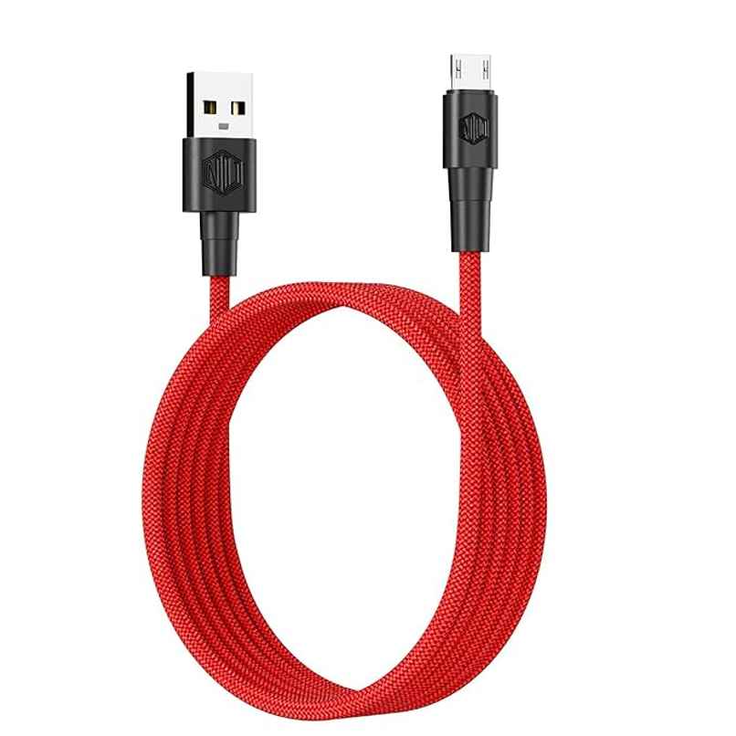 Nu Republic Blaze Silk Micro USB 3.1A Unbreakable USB A to Micro USB Rugged Nylon Braided Charging Cable - Red