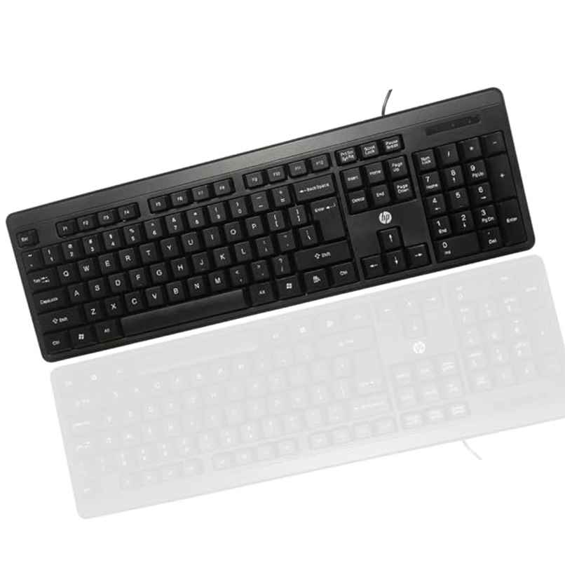 HP K100 Wired Keyboard| USB Plug & Play Setup | LED Indicators (7J4G1AA) - Black