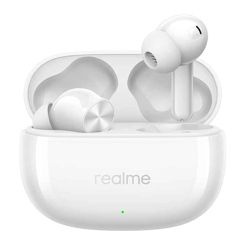 realme Buds T200x True Wireless Earbuds with 12.4mm Dynamic Bass Drivers|25 dB ANC|Moonlight White