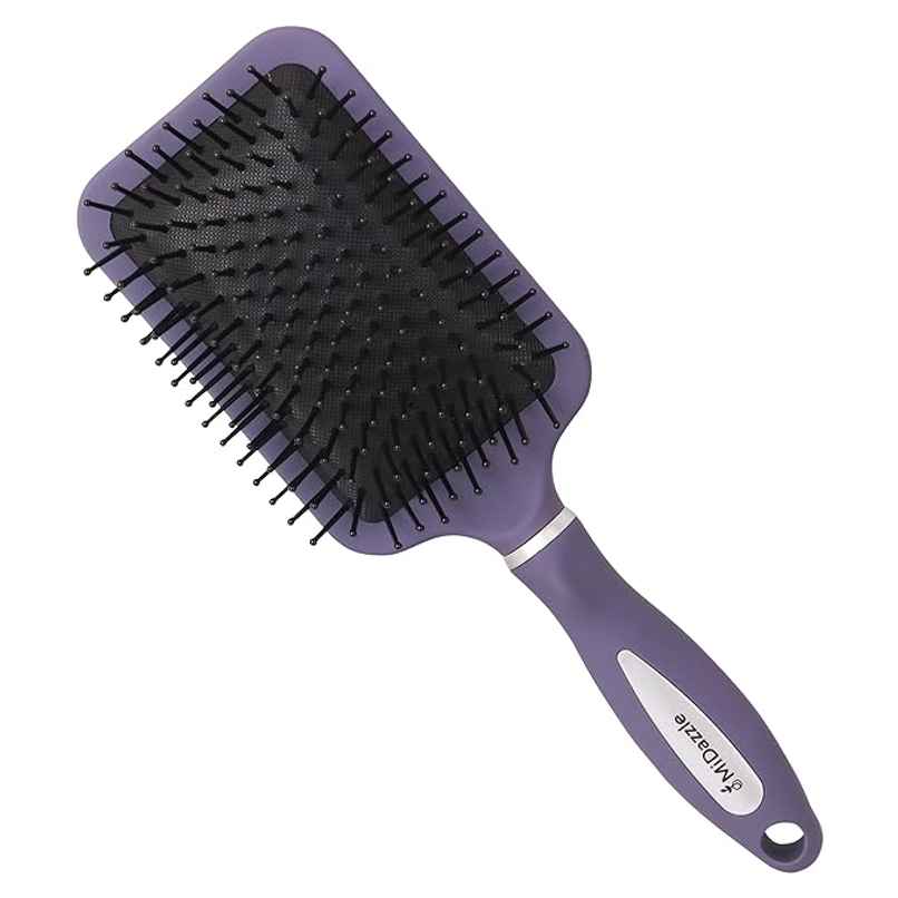 Midazzle Premium Paddle Purple with Silver Grip Hair Brush | Assorted | MIHB0022 Midazzle Premium Paddle Purple with Silver Grip Hair Brush | Assorted | MIHB0022
