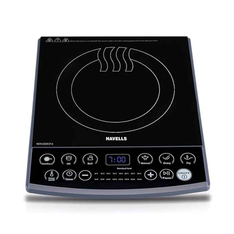 Havells Insta Cook Et-X Induction Cooktop, Dark Grey 1900 W, Ceramic Glass, Gray