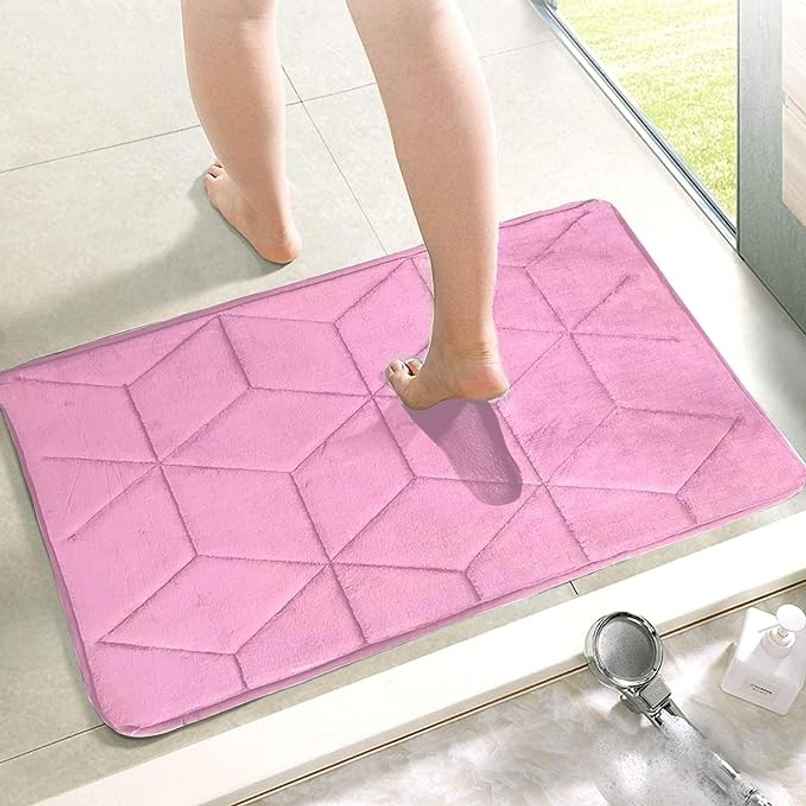Memory Foam Bath Mat | Pink | 58 x 38 cm