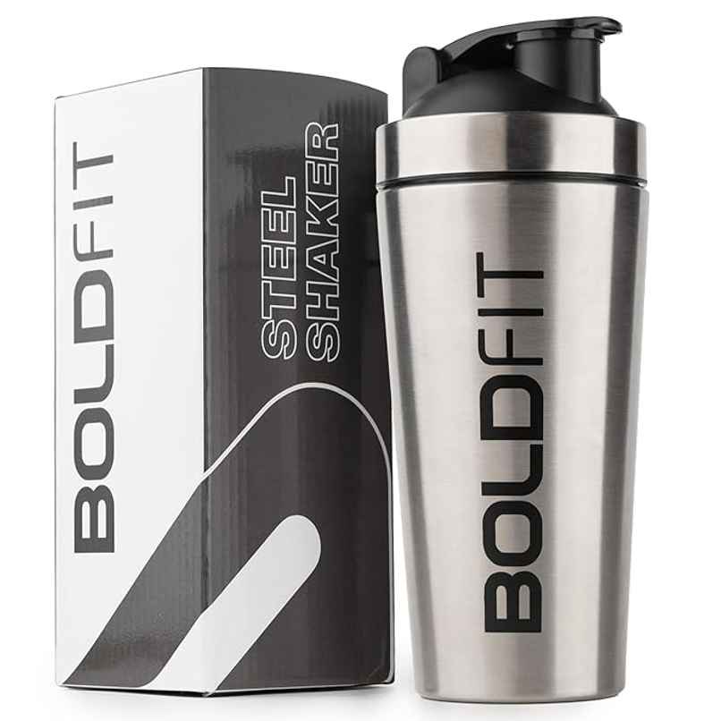 Boldfit Stainless Steel Gym Shaker Bottle Shaker for Protein Shake 100% Leakproof, 700 ml Silver Boldfit Stainless Steel Gym Shaker Bottle Shaker for Protein Shake 100% Leakproof, 700 ml Silver