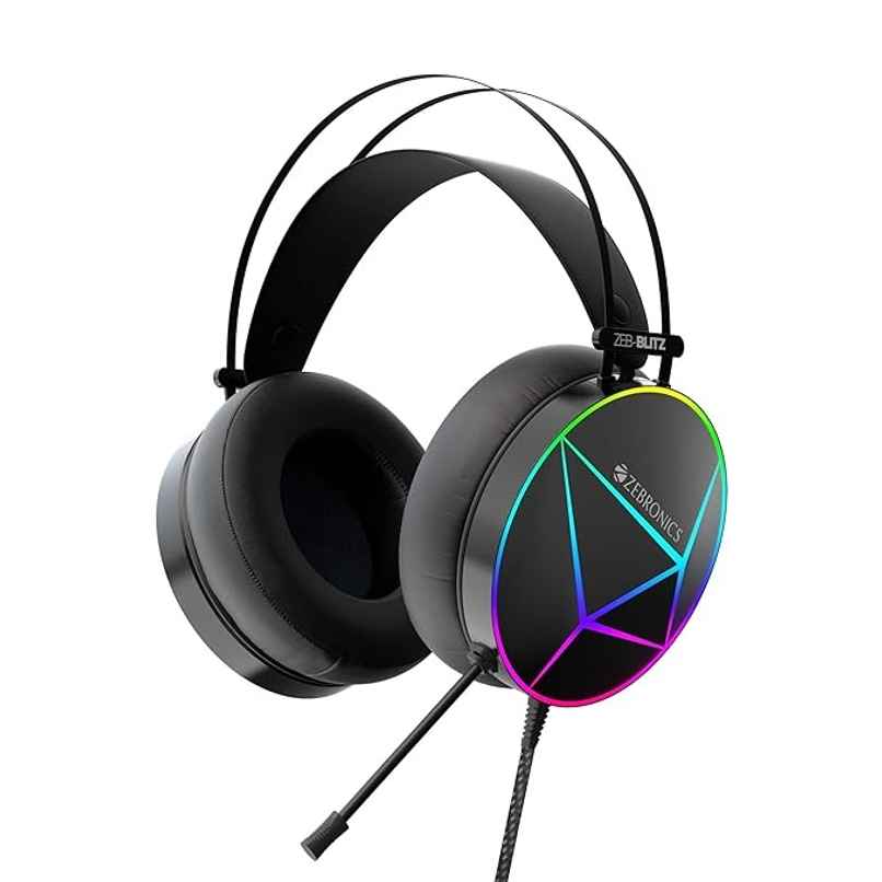 Zebronics Blitz Usb Gaming Wired On Ear Headphones With Mic & Dolby Atmos, Padded Cushions (Black)
