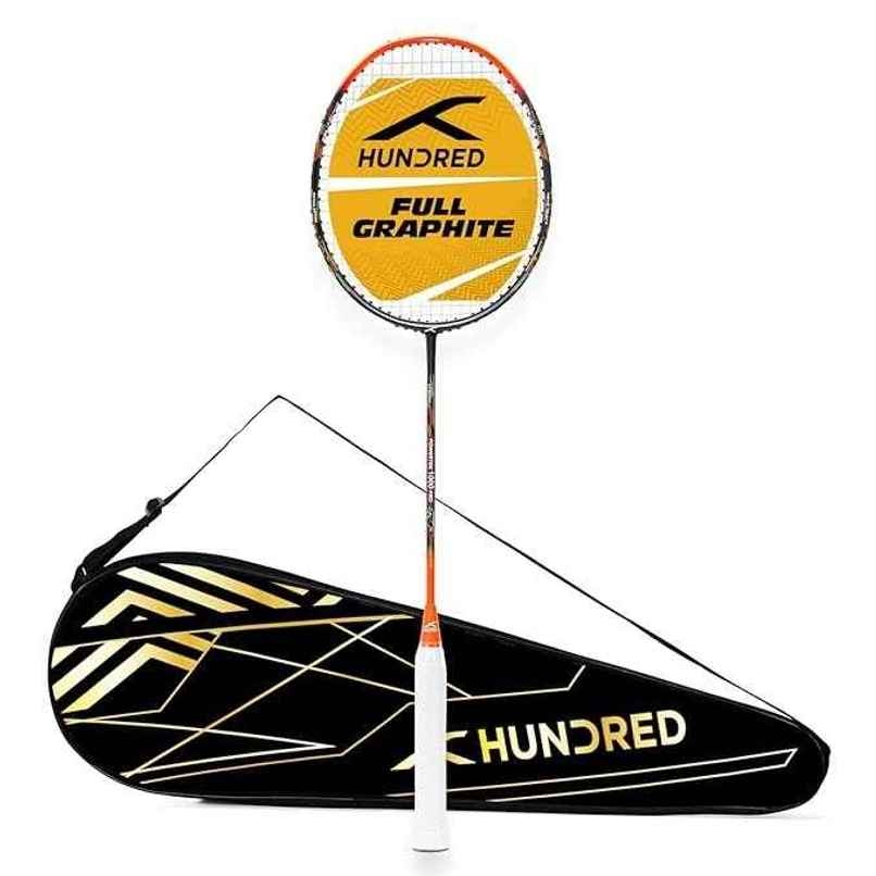 Hundred Powertek 1000 Pro Strung Aluminium & Graphite Badminton Racket With Full Cover Hundred Powertek 1000 Pro Strung Aluminium & Graphite Badminton Racket With Full Cover