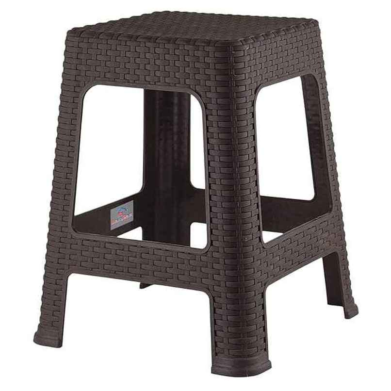 Kuber Industries Plastic Sitting Stool for Indoor Or Outdoor|Home & Garden|Brown Kuber Industries Plastic Sitting Stool for Indoor Or Outdoor|Home & Garden|Brown