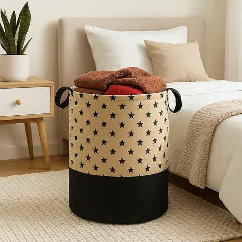Perpetual 45L Waterproof Laundry Basket | Foldable Storage Bag with Handle (BrownStar) Perpetual 45L Waterproof Laundry Basket | Foldable Storage Bag with Handle (BrownStar)
