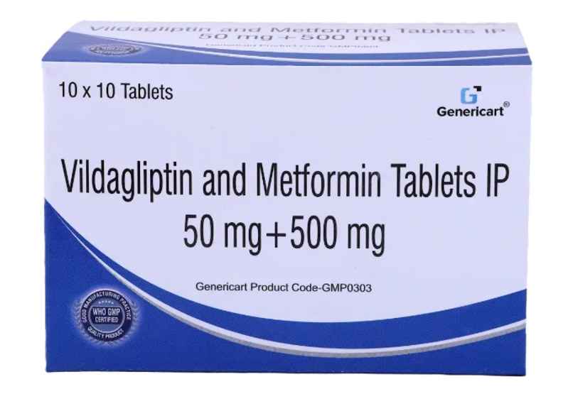 Genericart Vildagliptin 50mg + Metformin 500mg Tablet Genericart Vildagliptin 50mg + Metformin 500mg Tablet