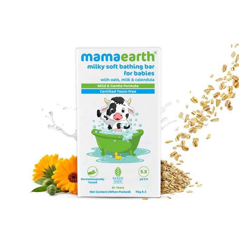 Mamaearth Milky Soft Bathing Bar For Babies With Oats, Milk & Calendula