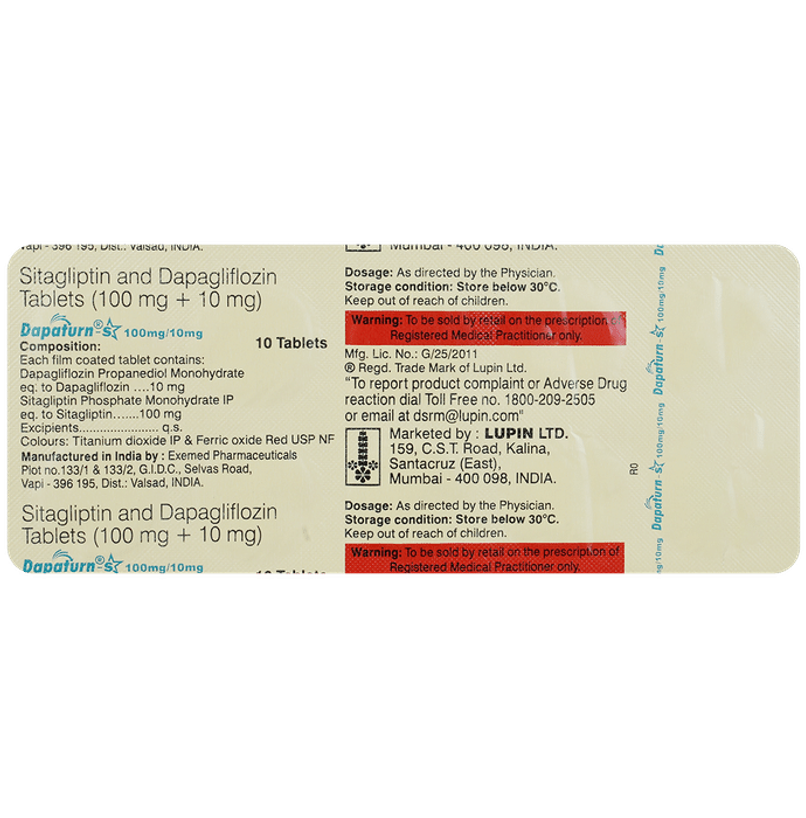 Dapaturn-S 100mg/10mg Tablet Dapaturn-S 100mg/10mg Tablet