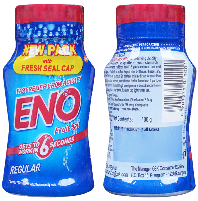 ENO Ayurvedic Antacid, Gets to Work in 6 Secs for Instant Acidity Relief -100g Jar ENO Ayurvedic Antacid, Gets to Work in 6 Secs for Instant Acidity Relief -100g Jar