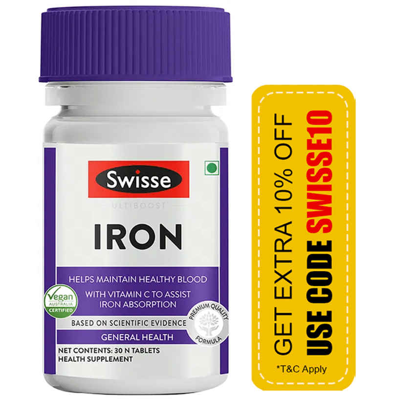 Swisse Iron Supplement With Vitamin C & Vitamin B12-30 Tablets