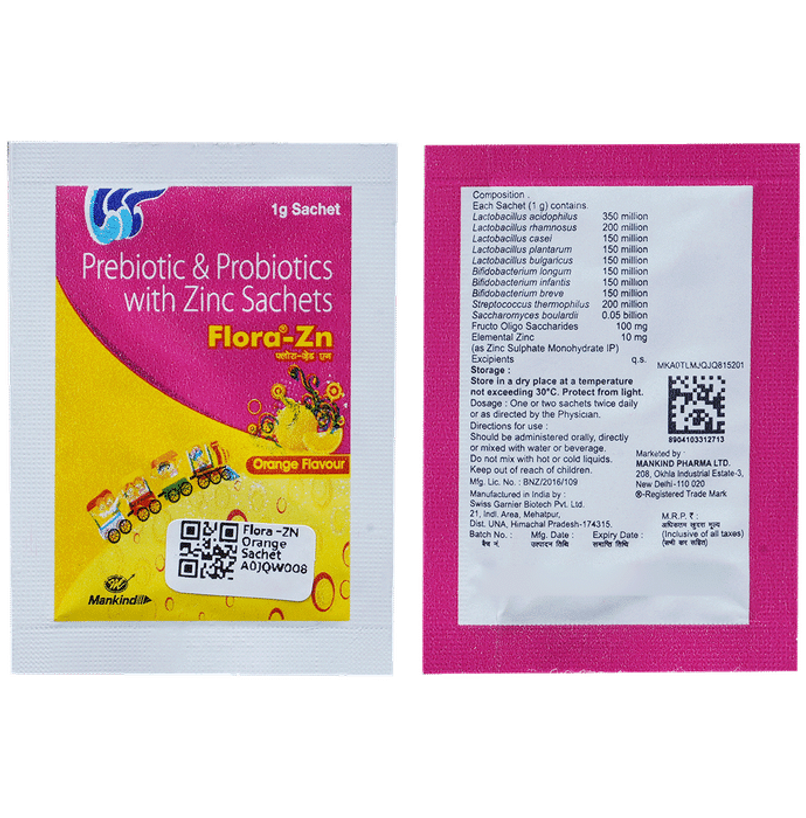 Flora-ZN Orange Flavour Sachet