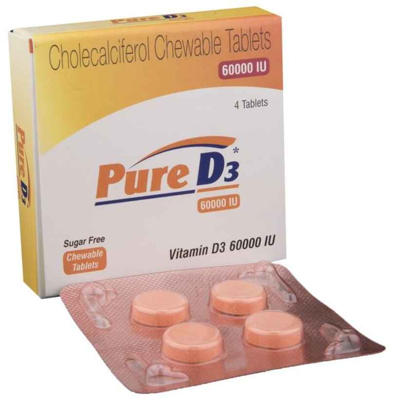 Pure D3 60000IU Vitamin(D3) Sugar Free Chewable Tablet