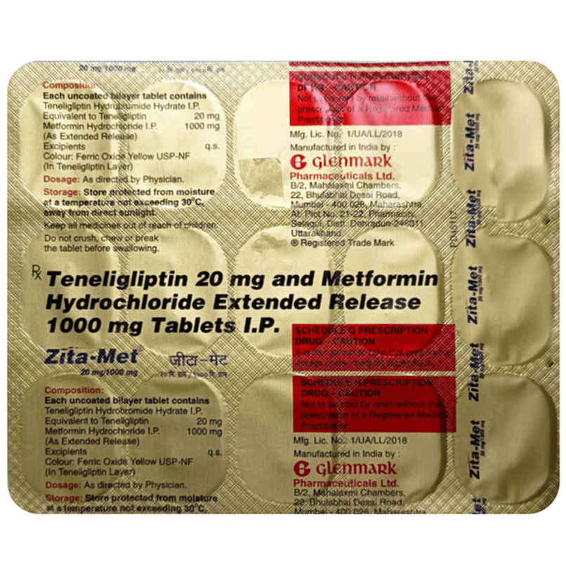 Zita-Met 20mg/1000mg Tablet ER Zita-Met 20mg/1000mg Tablet ER