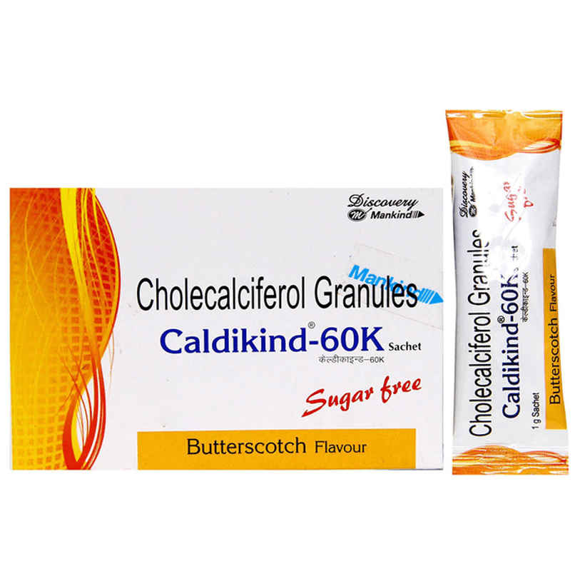 Caldikind-60K Butterscotch Flavour Sugar Free Vitamin D3 Sachet