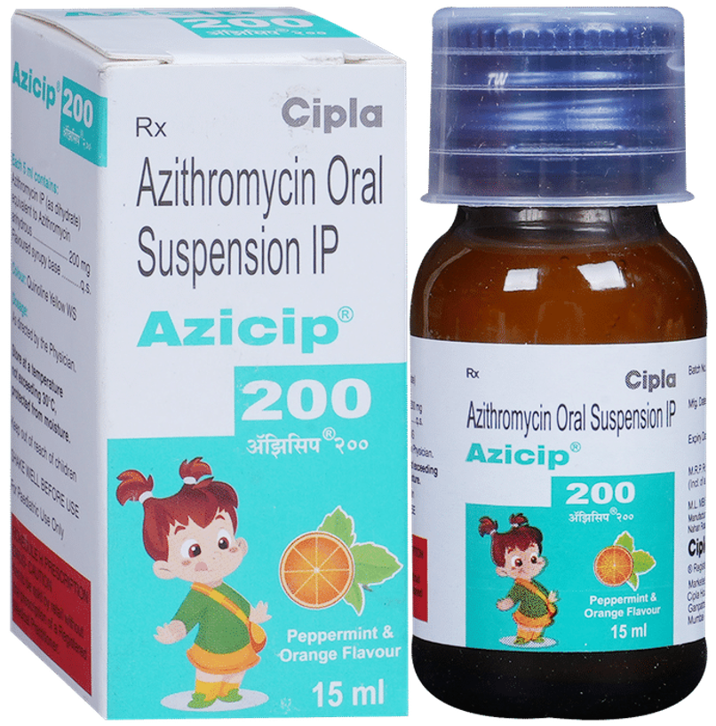 Azicip 200 Peppermint & Orange Flavour Oral Suspension