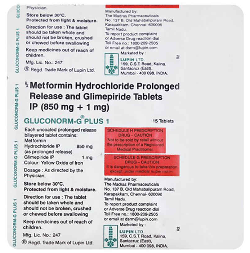 Gluconorm-G Plus 1 Tablet PR